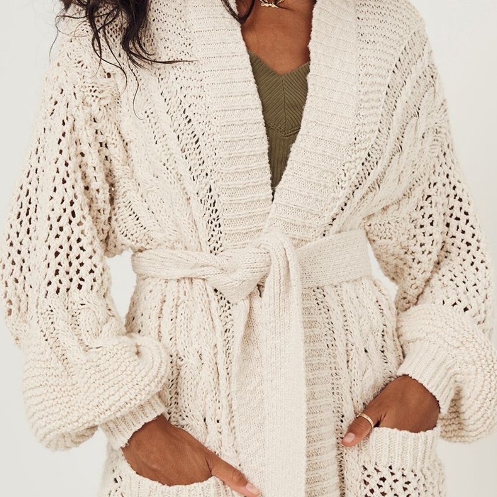 Spell Taletha Cable Cardigan Sweater M/L BNWT FSOT - Picture 2 of 13